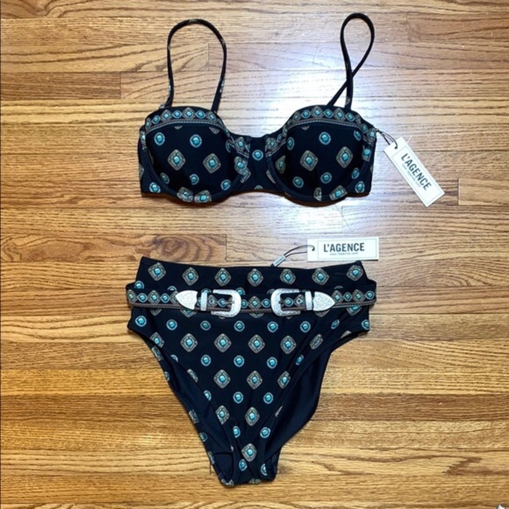 L’AGENCE swimsuit - southwestern bikini set, balconette top, high waist bottom
